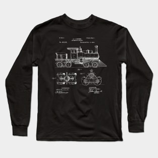 Locomotive engine 1891 Patent / Locomotive Blueprint / locomotive engine Patent Illustration Long Sleeve T-Shirt